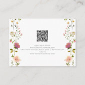 Pink Beige Ästhetik Floral Wasserfarbe mit QR Visitenkarte (Rückseite)