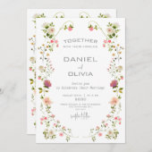 Pink-beige-Ästhetik-Wasserfarbenhochzeit Einladung (Vorne/Hinten)