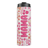 Pink Beige Boho Floral 3D Aufgeblasene Mama Thermosbecher (Vorderseite)
