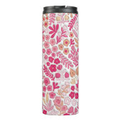 Pink Beige Boho Floral 3D Aufgeblasene Mama Thermosbecher (Rückseite)