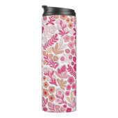 Pink Beige Boho Floral 3D Aufgeblasene Mama Thermosbecher (Nach rechts gedreht)