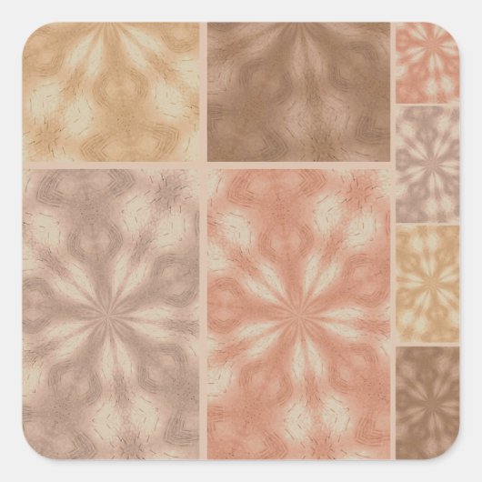 Pink Beige Braun Muster Quadratischer Aufkleber (Vorderseite)
