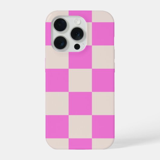 Pink Beige Checkerboard Phone Case iPhone Hülle (Rückseite)