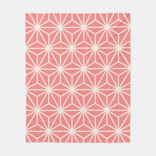 Pink Beige Cube Hexagon Triangle Japanisches Muste Fleecedecke (Vorderseite)