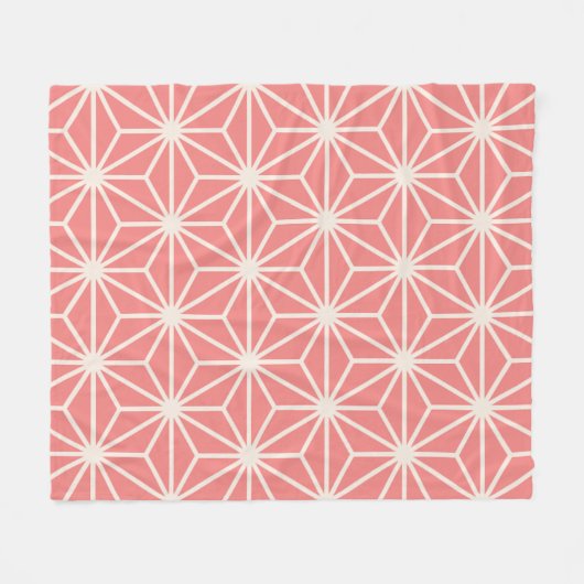 Pink Beige Cube Hexagon Triangle Japanisches Muste Fleecedecke (Vorderseite (Horizontal))