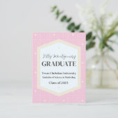 Pink Beige Foto Abschluss Postkarte (Stehend Vorderseite)