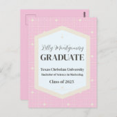 Pink Beige Foto Abschluss Postkarte (Vorne/Hinten)