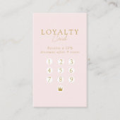 Pink & Beige-Gold  Minimal Salon QR Code Loyalty Visitenkarte (Vorderseite)