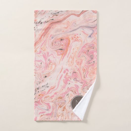 Pink Beige Grau Marmor Badetuch Set (Handtuch)