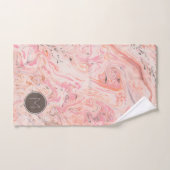 Pink Beige Grau Marmor Badetuch Set (Handtuch)