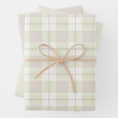 Pink Beige Grünes Kariertes Muster und passende So Geschenkpapier Set (Beispiel)