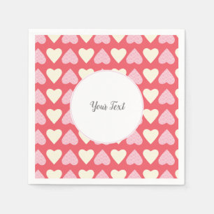 Pink Beige Herz Muster Valentinstag Party Serviette