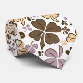 Pink Beige Lucky Clover Kleeblatt Muster Krawatte (Gerollt)