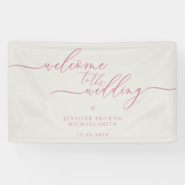 Pink Beige Simple Modern Willkommen bei der Hochze Banner