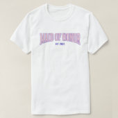 Pink + Beige Stripe Navy MAID OF HONOR  T-Shirt (Design vorne)