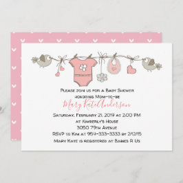 Pink Bekleidung Line Es ist ein Girl BABY SHOWER Einladung