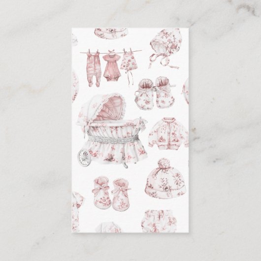 Pink Bekleidung Toile De Jouy Bücher für Baby Begleitkarte (Rückseite)