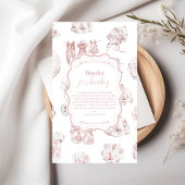 Pink Bekleidung Toile De Jouy Bücher für Baby Begleitkarte