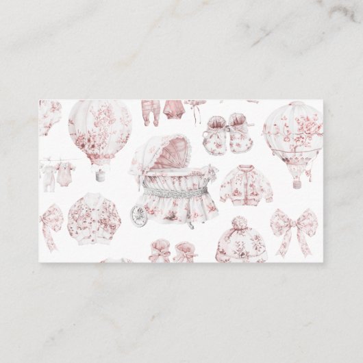 Pink Bekleidung Toile De Jouy Bücher für Baby Begleitkarte (Rückseite)