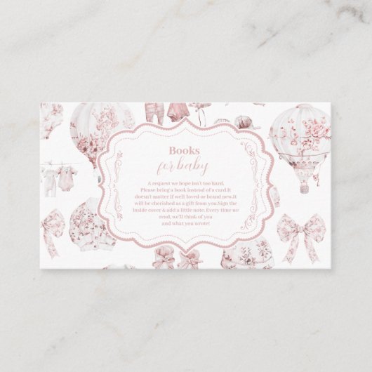 Pink Bekleidung Toile De Jouy Bücher für Baby Begleitkarte (Vorderseite)