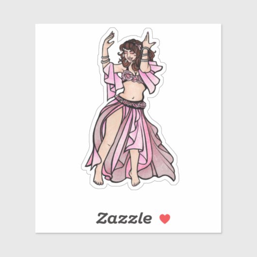 Pink Belly Dancer Valentine's Day Heart Aufkleber (Blatt)
