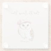 Pink Beret Brown White Owl Be Seeing You Glasuntersetzer (Rückseite)