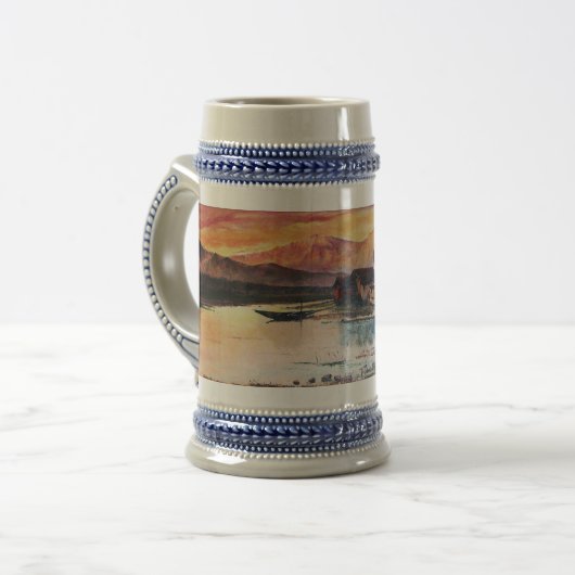 PINK BERGE SEE ALPINE SUNSET LANDSCAPE BIERGLAS (Vorderseite Links)