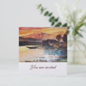 PINK BERGE SEE ALPINE SUNSET LANDSCAPE EINLADUNG (Stehend Vorderseite)