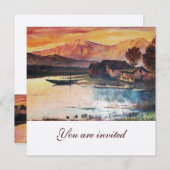 PINK BERGE SEE ALPINE SUNSET LANDSCAPE EINLADUNG (Vorne/Hinten)