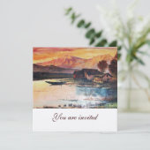 PINK BERGE SEE ALPINE SUNSET LANDSCAPE EINLADUNG (Stehend Vorderseite)