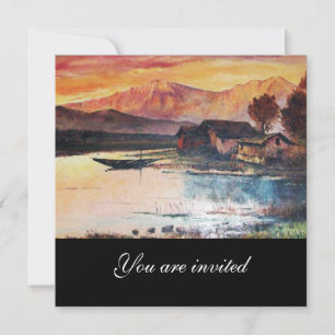 PINK BERGE SEE ALPINE SUNSET LANDSCAPE EINLADUNG