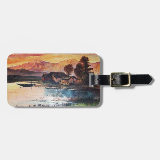 PINK BERGE SEE ALPINE SUNSET LANDSCAPE GEPÄCKANHÄNGER (Vorderseite horizontal)