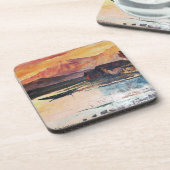 PINK BERGE SEE ALPINE SUNSET LANDSCAPE GETRÄNKEUNTERSETZER (Linke Seite)