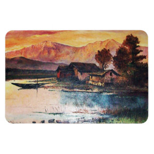 PINK BERGE SEE ALPINE SUNSET LANDSCAPE MAGNET