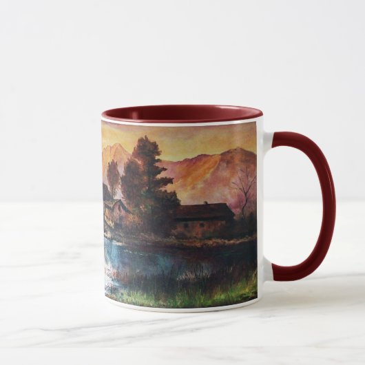 PINK BERGE SEE ALPINE SUNSET LANDSCAPE TASSE (Rechts)