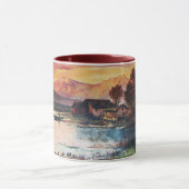 PINK BERGE SEE ALPINE SUNSET LANDSCAPE TASSE (Zentrum)