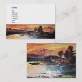 PINK BERGE SEE ALPINE SUNSET LANDSCAPE VISITENKARTE (Vorne/Hinten)