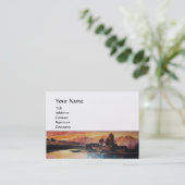 PINK BERGE SEE ALPINE SUNSET LANDSCAPE VISITENKARTE (Stehend Vorderseite)