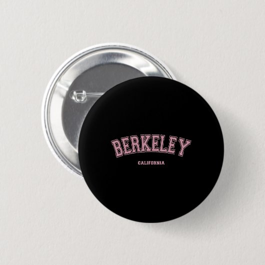 Pink Berkeley California Ca Varsity Style On Berke Button (Vorne & Hinten)