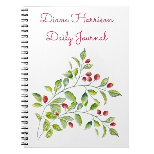 Pink Berries and Green Foliage Wedding Journal Notizblock (Vorderseite)
