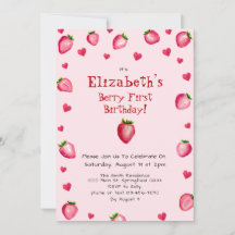 Pink Berry First Birthday Strawberry Custom Foto