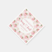 Pink Berry First Strawberry Birthday Napkins Serviette (Ecke)