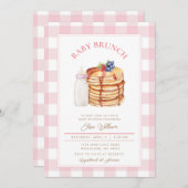 Pink Berry Pancake Babydusche Brunch Einladung (Vorne/Hinten)