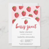 Pink Berry Sweet Strawberry Baby Dusche Einladung (Vorderseite)