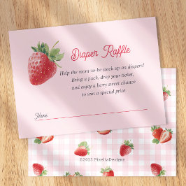Pink Berry Sweet-Strawberry Diaper Raffle Ticket Begleitkarte
