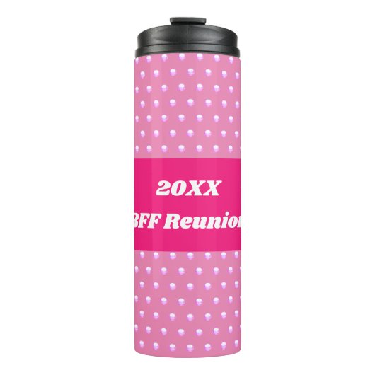 Pink Best Friend Wiedersehen Bright Polka Dots Gir Thermosbecher (Vorderseite)