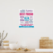 Pink Best Friends Bestie Quotes Poster (Küche)
