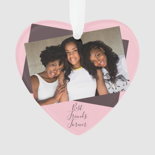 Pink Best Friends Forever Foto mit benutzerdefinie Ornament (Vorderseite)