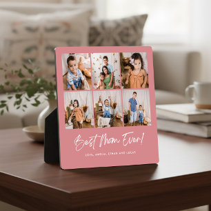 Pink Beste Mama je sechs Foto Plaque Fotoplatte