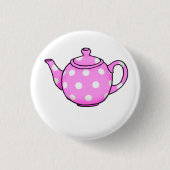 Pink Betty Teapot Square Sticker Button (Vorderseite)